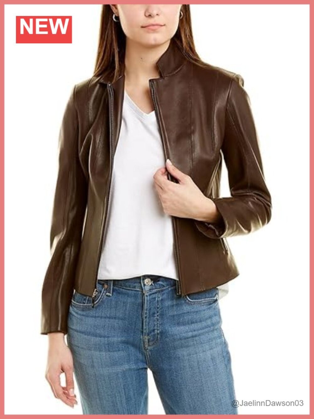 Real Lambskin Leather Jacket Women Slim Fit Cafe Racer Moto Biker Zip